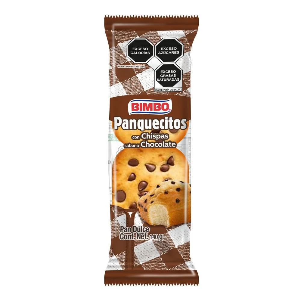PANQUESITOS BIMBO CON CHISPAS SABOR CHOCOLATE 140G