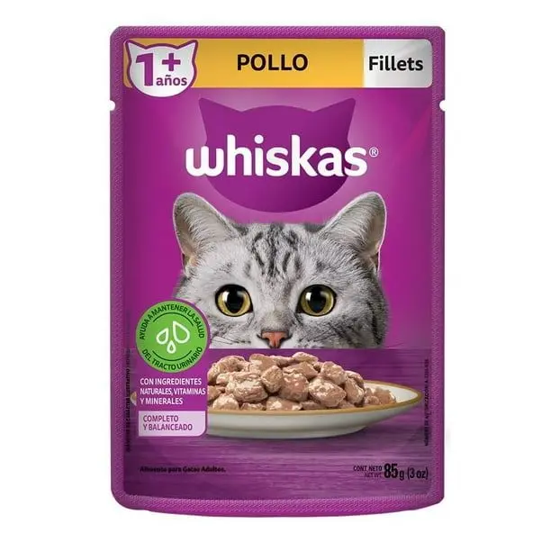 ALIM. GATO WHISKAS SOBRE POLLO 12/85 GR.