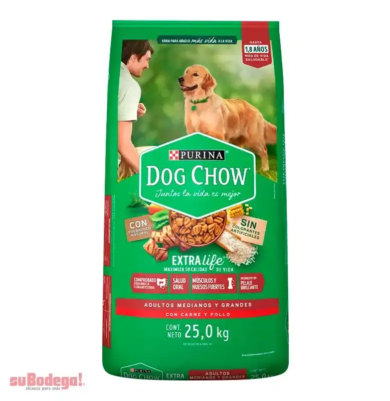 ALIM. PERRO DOG CHOW ADULTO RAZAS MED. GRA. BULTO 25 KG.