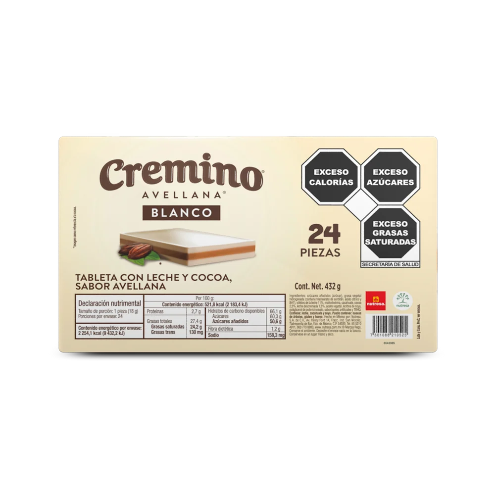 CHOC. CREMINO AVELLANA BLANCO 18 GR.