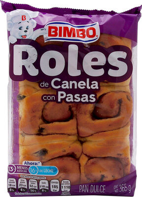 PAN BIMBO ROLES CANELA PASAS 385 GR.