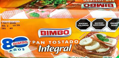 PAN BIMBO TOSTADO INTEGRAL 250 GR.