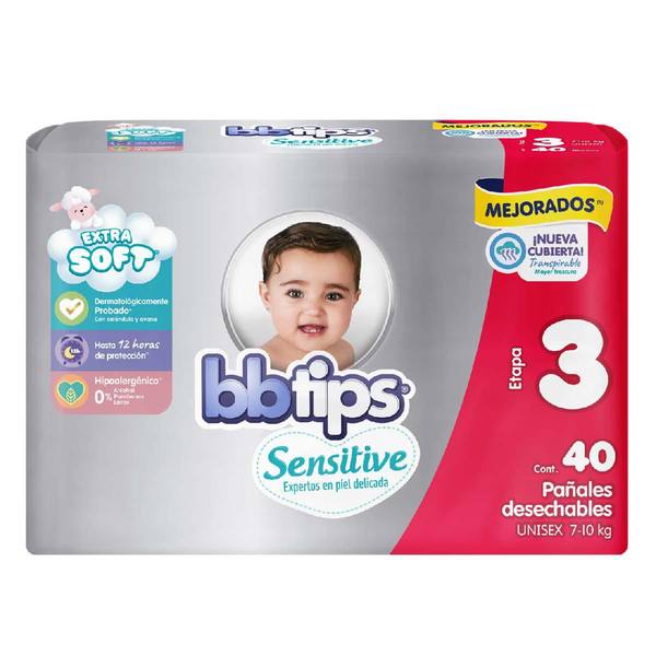 PAÑAL BBTIPS ET3 4/40 PZAS.