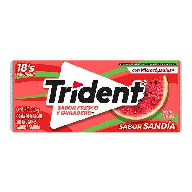 GOMA DE MASCAR TRIDENT SABOR SANDIA 18PZ/ 30,6G MICROCAPSULAS