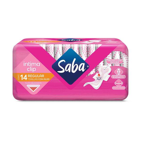 TOALLA FEM. SABA INTIMA CLIP C/A 14/10 PZAS.