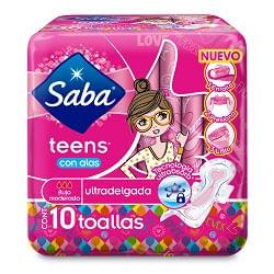 TOALLA FEM. SABA TEENS ULTRADELGADA 12/10 PZAS.