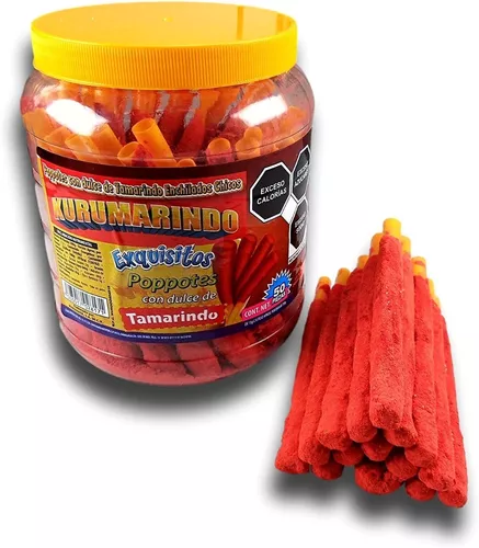 [0001607] BOTE DE POPPOTES CON DULCE DE TAMARINDO KURUMARINDO 50PZ 