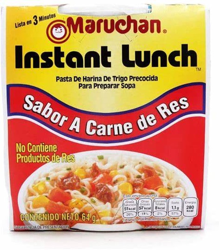 [0002606] SOPA MARUCHAN SABOR CARNE DE RES 64G