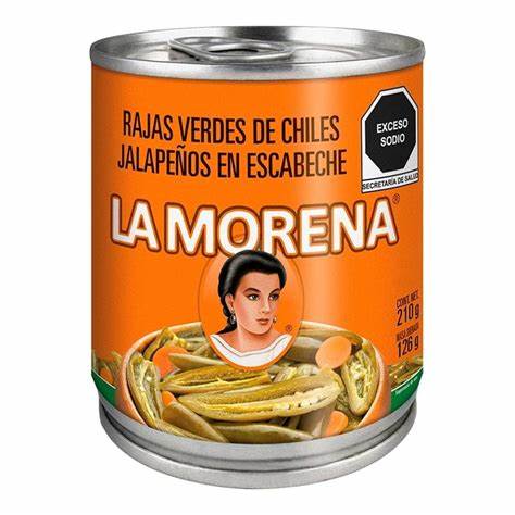 [0000484] RAJAS VERDES DE CHILES JALAPEÑOS EN ESCABECHE 210G