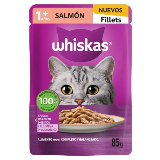 ALIM. GATO WHISKAS SOBRE SALMON 12/85 GR.