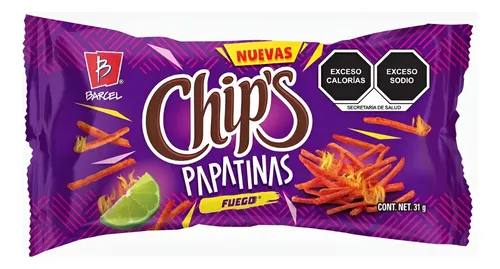 BOT. BARCEL CHIPS PAPATINAS FUEGO 31 GR.