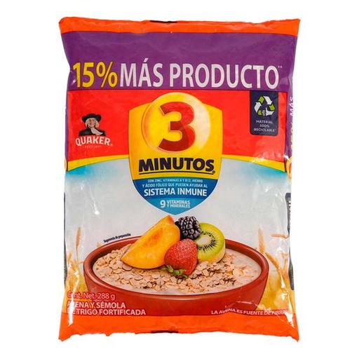 CER. AVENA 3 MINUTOS BOLSA 36/288 GR.