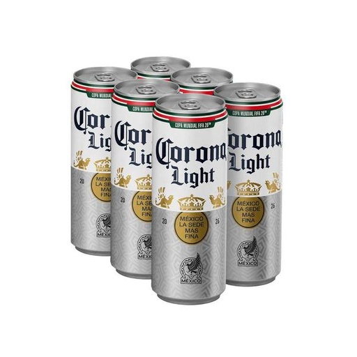 CERVEZA CORONA LIGERA LATA 355 ML.