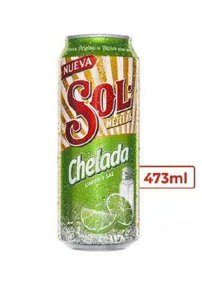 CERVEZA SOL CHELADA LIMON Y SAL 473 ML.