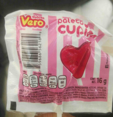 DUL. PALETA VERO CUPIDO FRESA CEREZA 24/40/14 GR. 