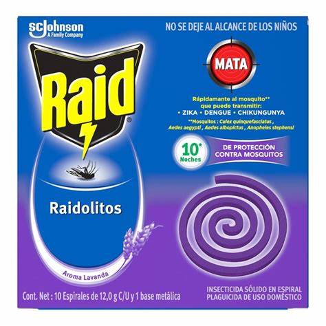 [0000505] INSECTICIDA RAID RAIDOLITOS LAVANDA 10U 12,0G c/u