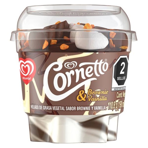 HEL. HOLANDA CORNETTO BROWNIE & VAINILLA 190 ML.