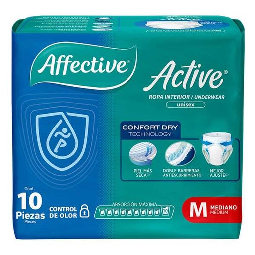 PAÑAL AFFECTIVE ACTIVE MEDIANO 6/10 PZAS.