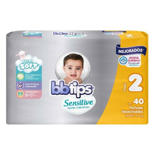 PAÑAL BBTIPS ET2 4/40 PZAS.