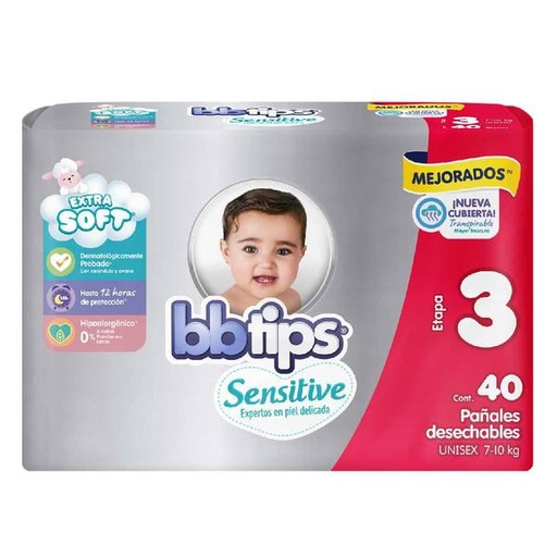 PAÑAL BBTIPS ET3 4/40 PZAS.