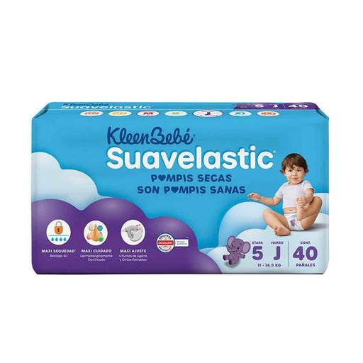 PAÑAL SUAVELASTIC JUMBO 4/40 PZAS.