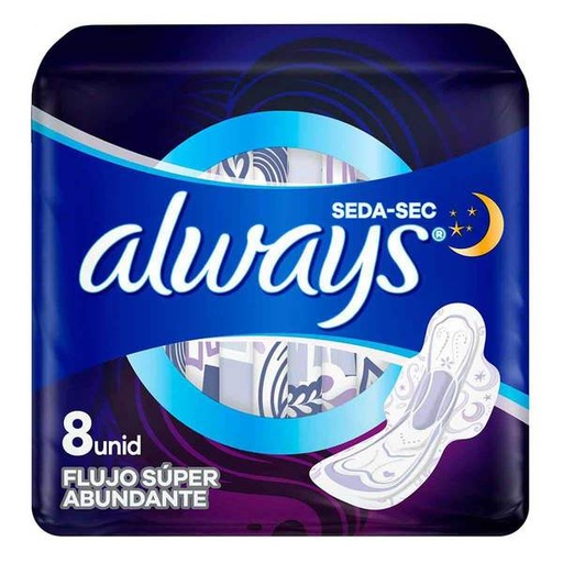 TOALLA FEM. ALWAYS SEDA SEC NOCTURNA 12/8 PZAS.