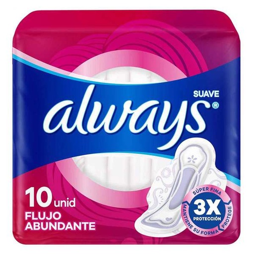 TOALLA FEM. ALWAYS SUAVE 10 PZAS.