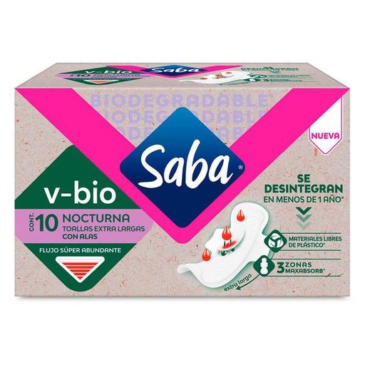 TOALLA FEM. SABA AMORE NOCTURNA 10/8 PZAS.
