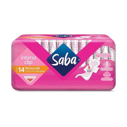 TOALLA FEM. SABA INTIMA CLIP C/A 14/10 PZAS.