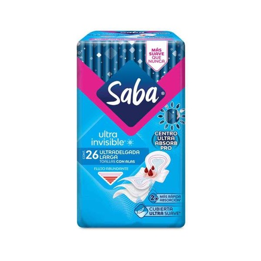 TOALLA FEM. SABA INVISIBLE C/A 12/10 PZAS.