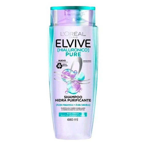 SHAM. LOREAL PARIS ELVIVE HIALURONICO PURE 680 ML.